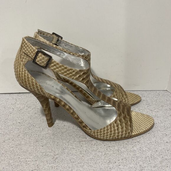 Angelica Shoo EVA Dressy Sandals US 8.5M Leather Uppers High Heels T Strap Sexy - Picture 5 of 10